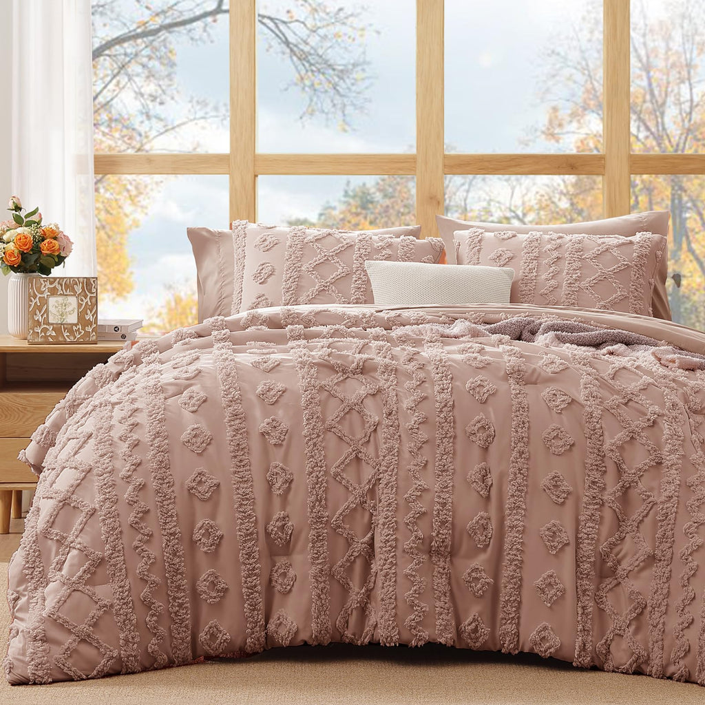King Size Comforter Set- 7 Pieces Tufted Bed in a Bag King Bedding Sets