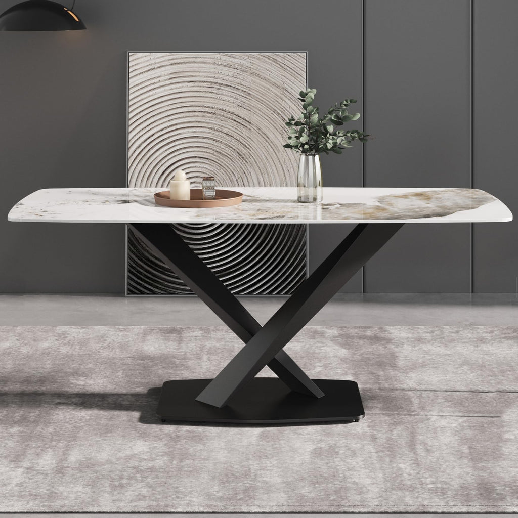 White Sintered-Stone Dining Table