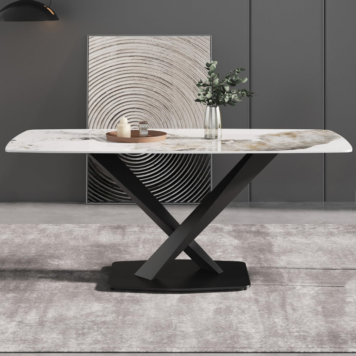 White Sintered-Stone Dining Table