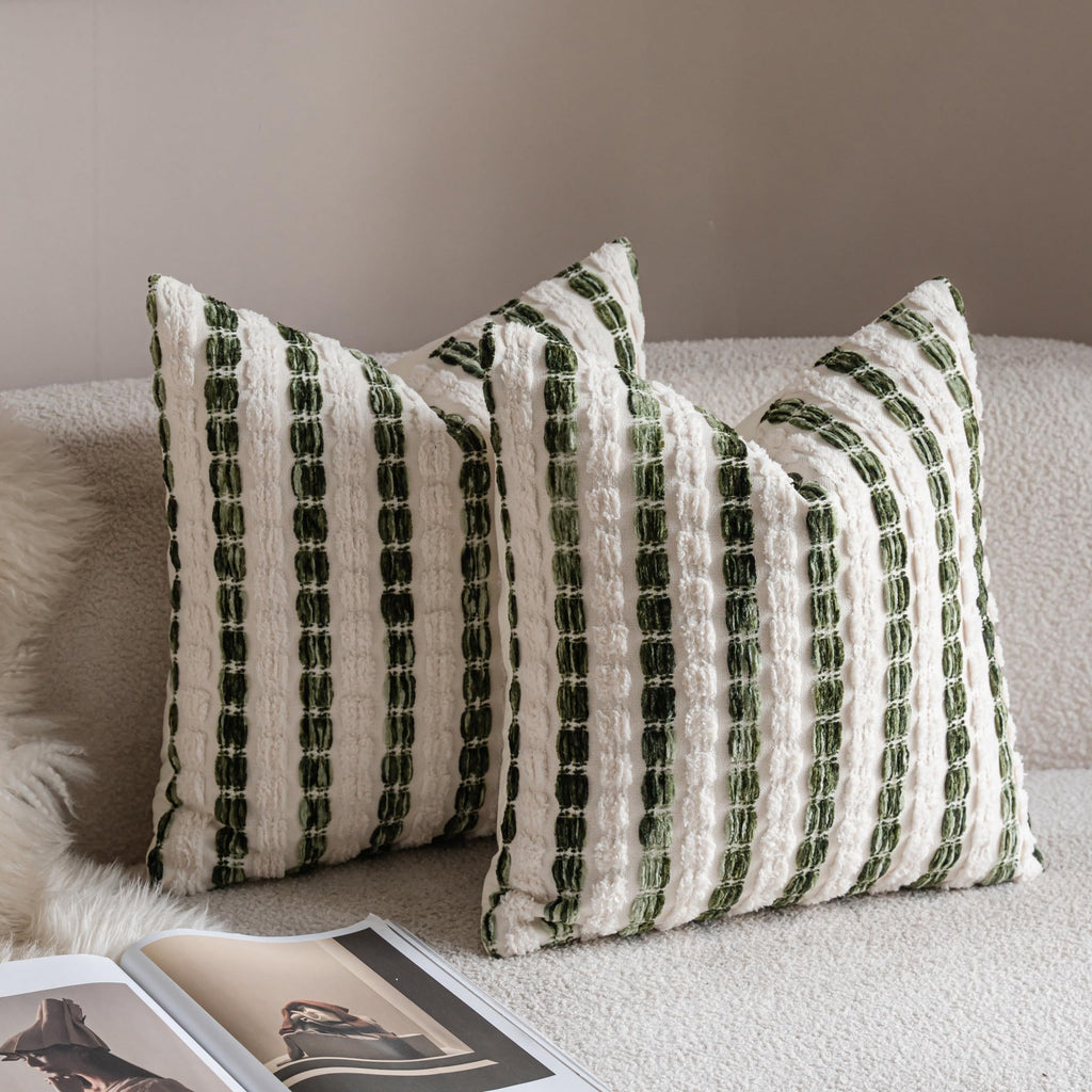 Striped Chenille Pillow Covers