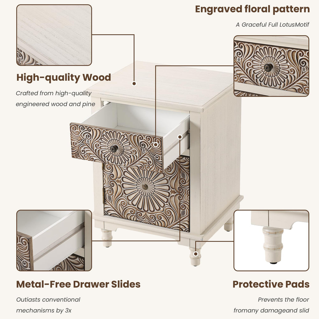Round Three-Drawer Nightstand