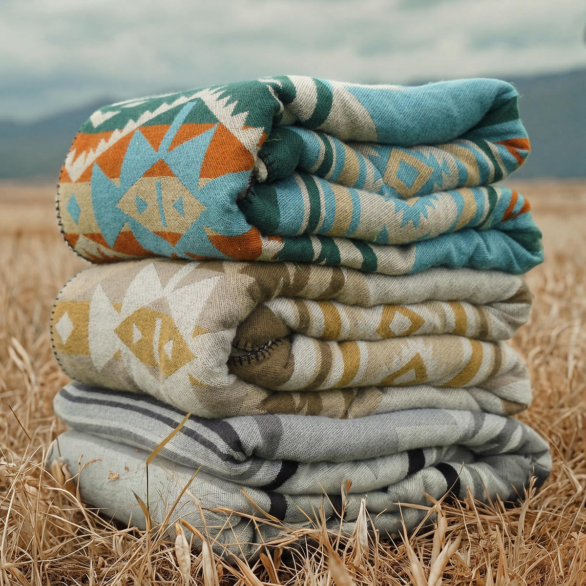 Aztec Sherpa-Lined Throw Blanket