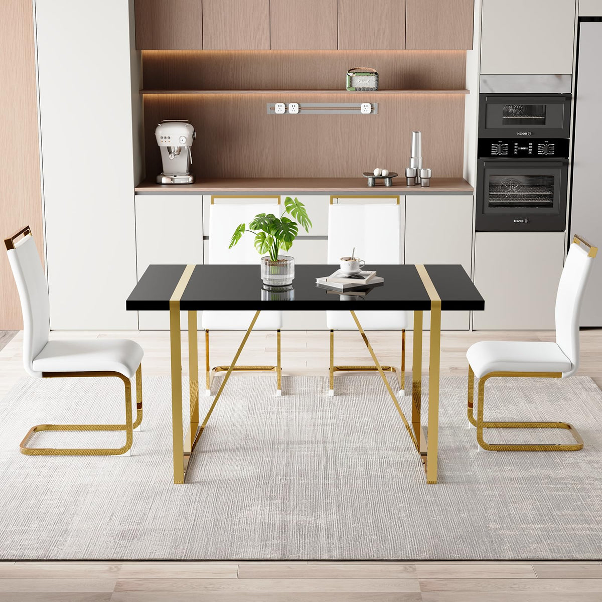 White & Gold Dining Table Set