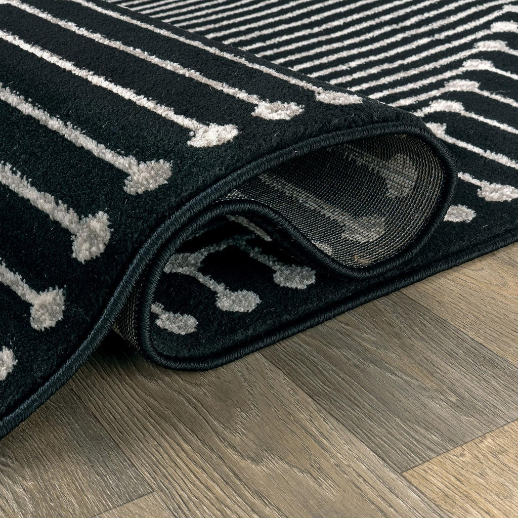 Rugshop Contemporary Bohemian Stripe Area Rug 7'10" x 10' Black