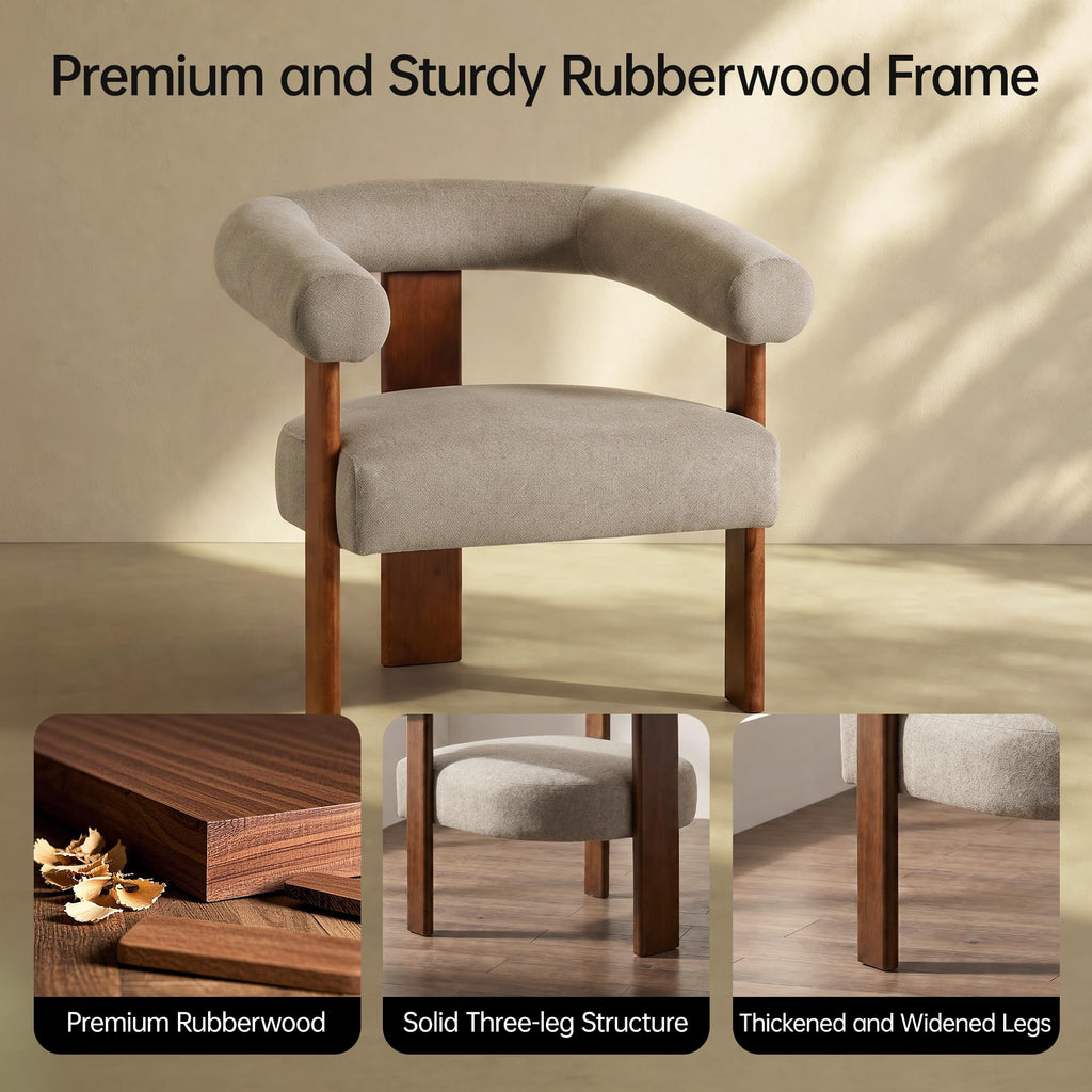 VKNOW Barrel Accent Chairs Set of 2 with Armrests and Rubberwood Legs