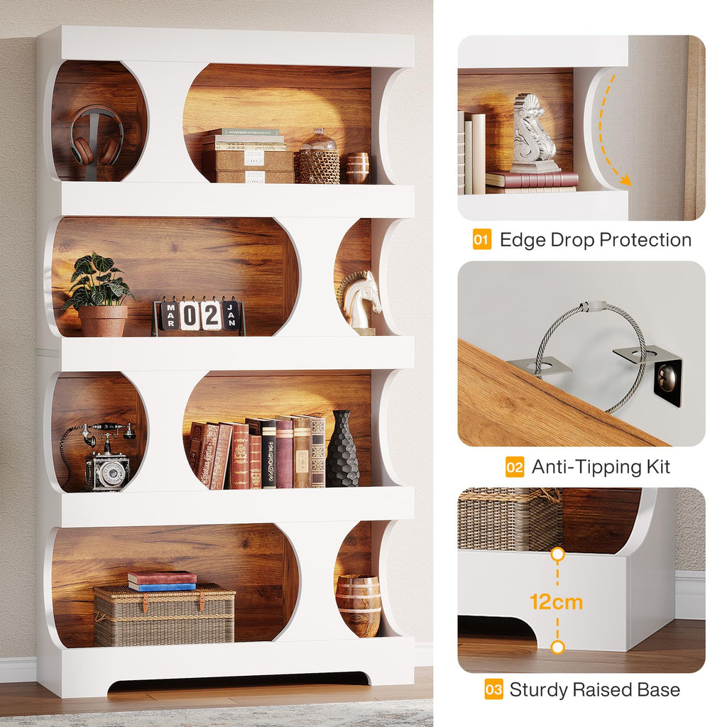 71-Inch Asymmetrical 4-Tier Bookcase