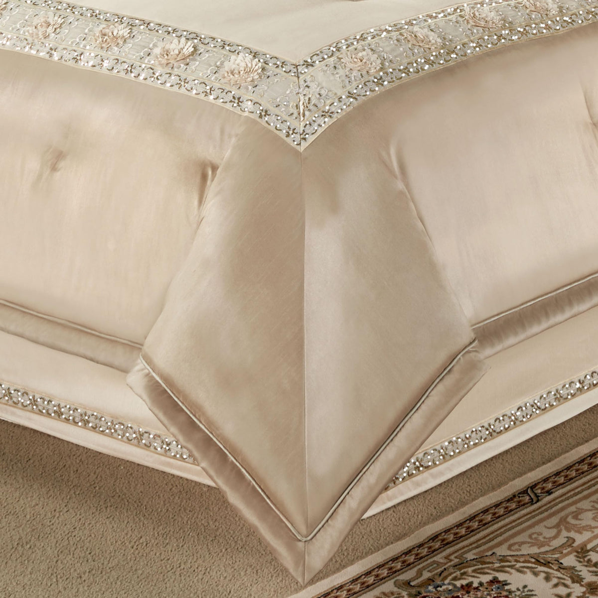 Touch of Class Luxury Elegante Faux Silk Comforter Bedding, Queen, 4 Pc Set