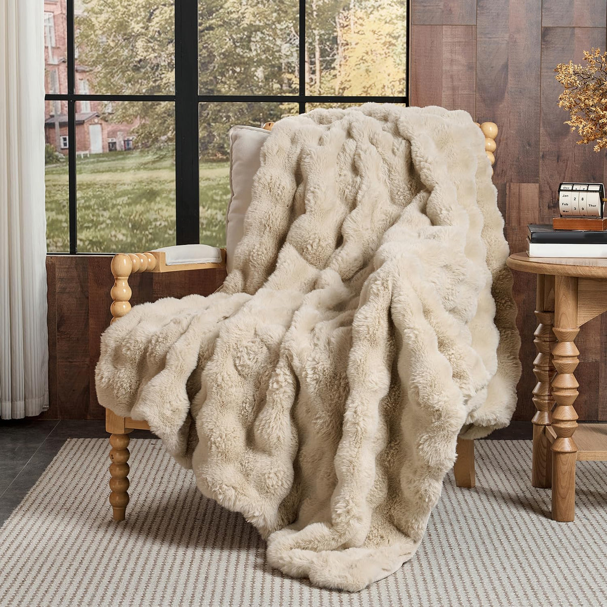 Cow-Print Faux Fur Throw Blanket
