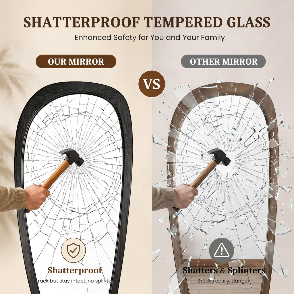 Solid Wood Irregular Full-Length Mirror
