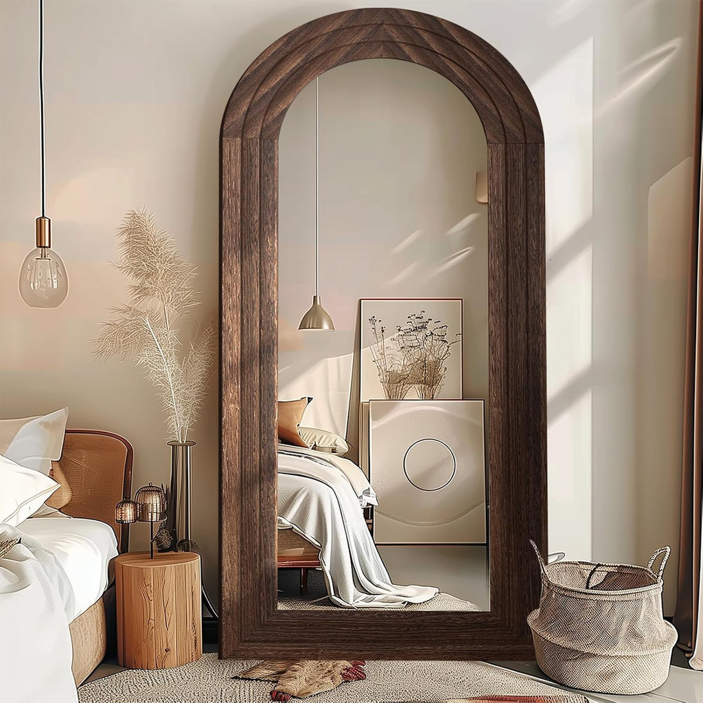 Arched Solid Wood Full-Length Mirror