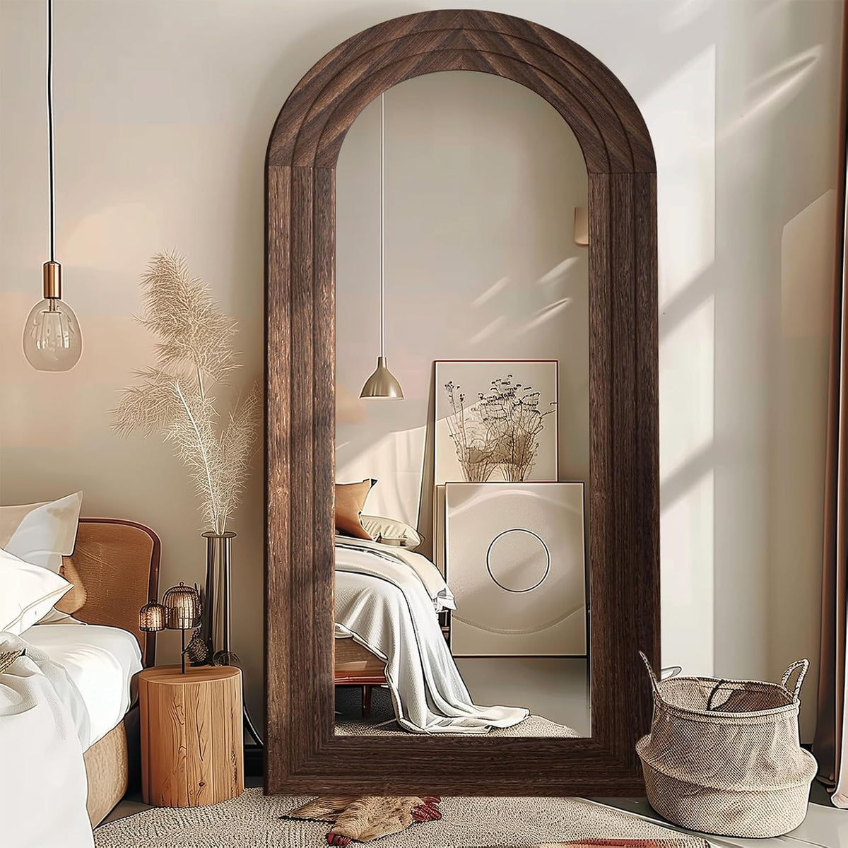 Arched Solid Wood Full-Length Mirror