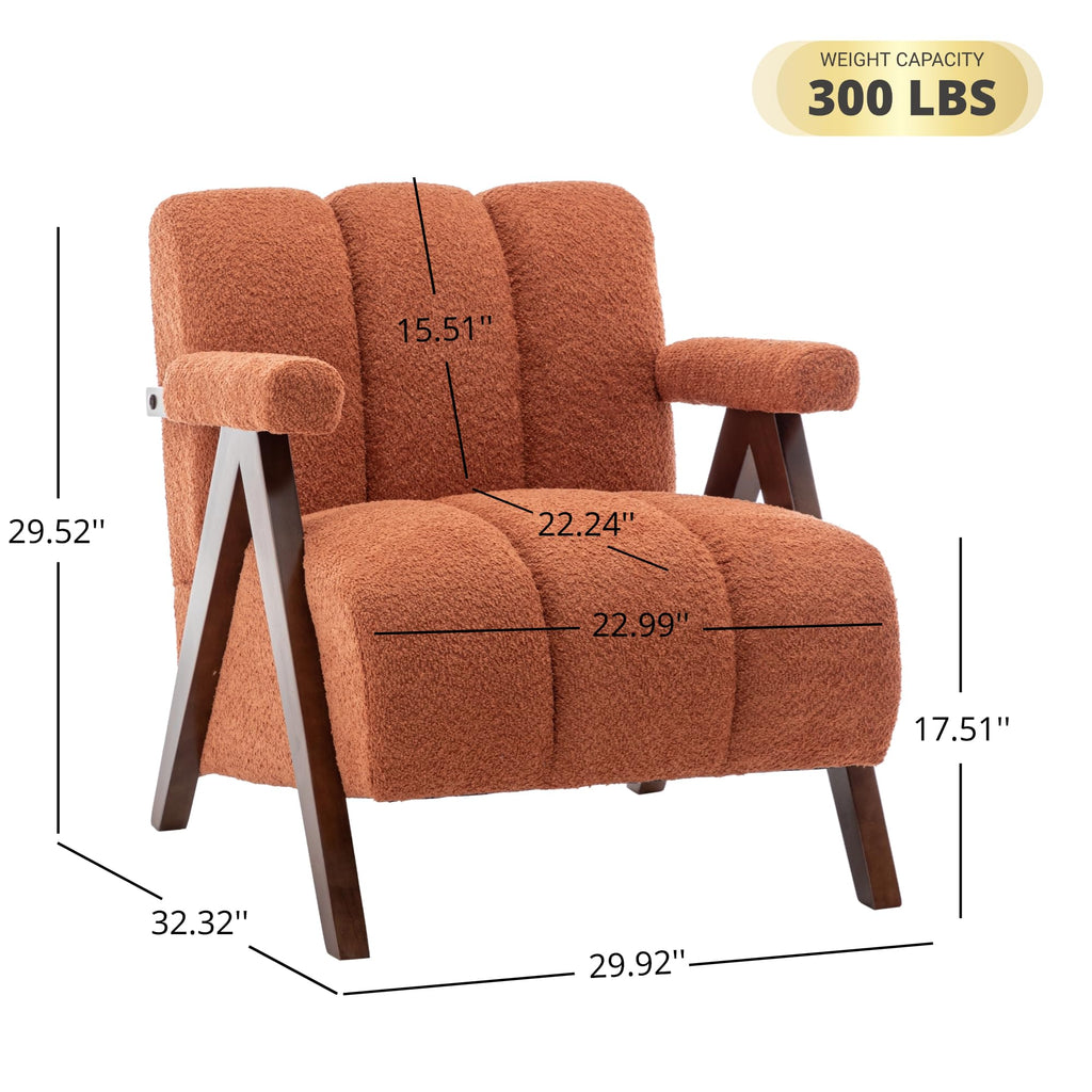 Mid Century Modern Accent Chairs Set of 2 with Solid Wood Frame