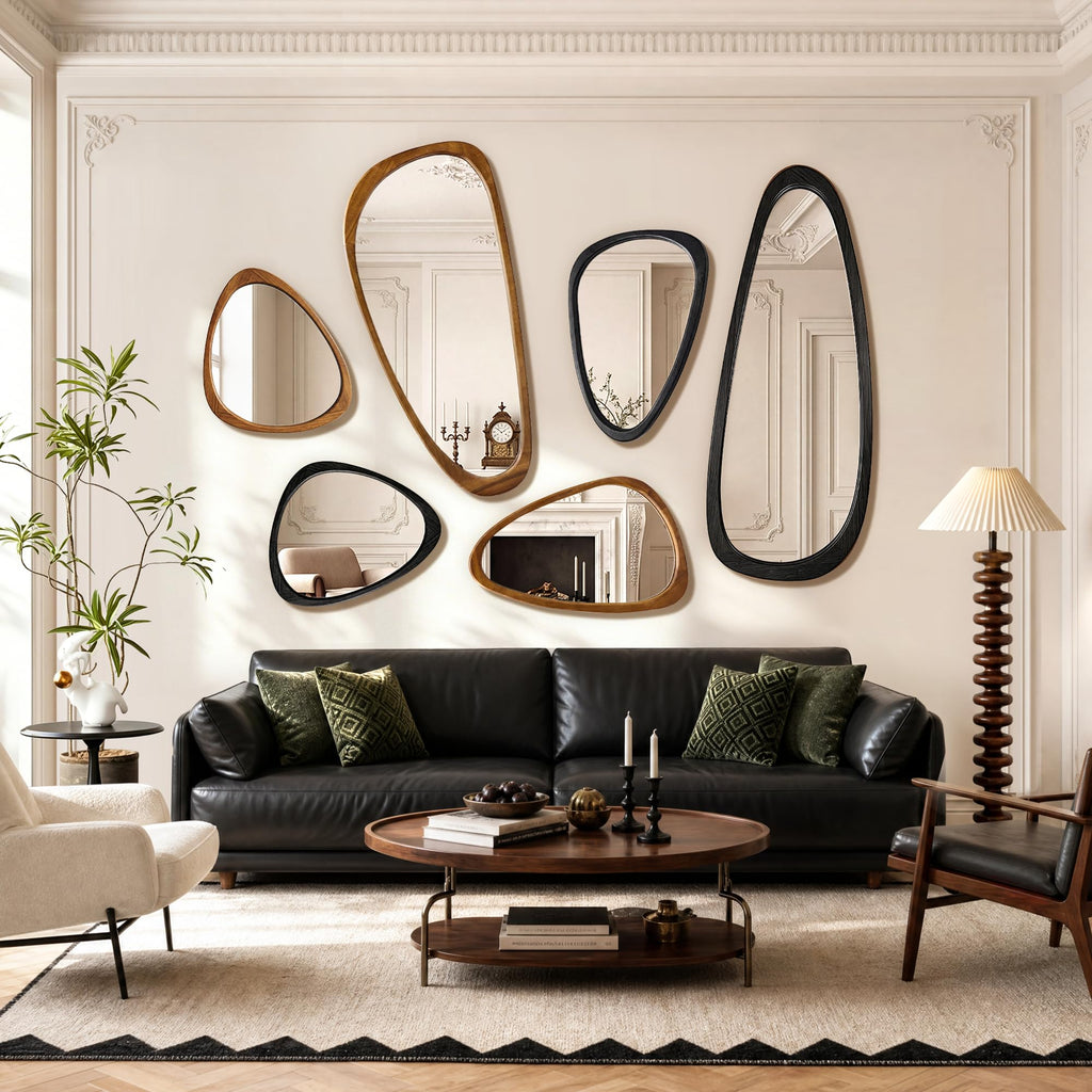 Solid Wood Irregular Full-Length Mirror