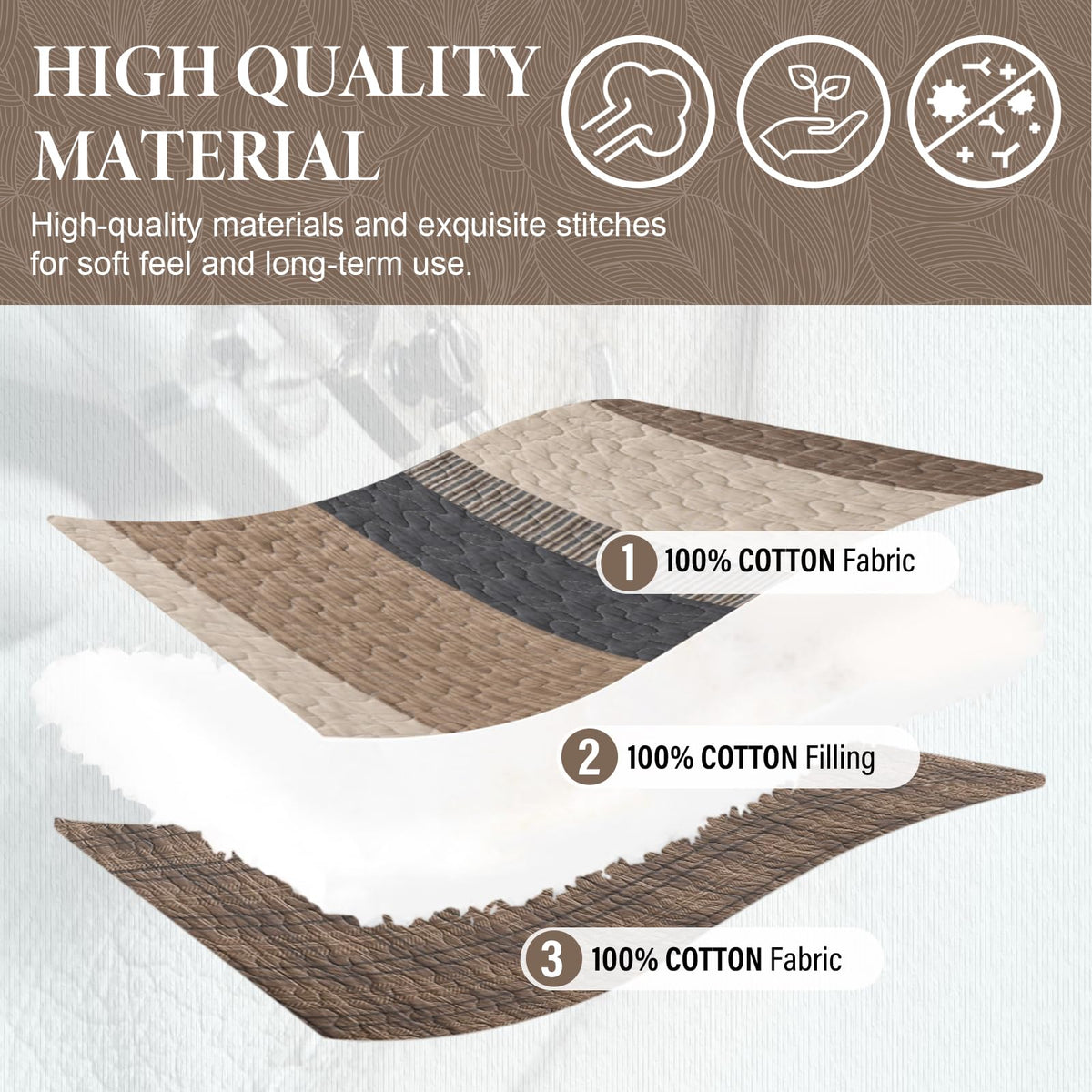 SahSahCasa 128"x120" 100% Cotton Oversized California King XL Bedspread Coverlet