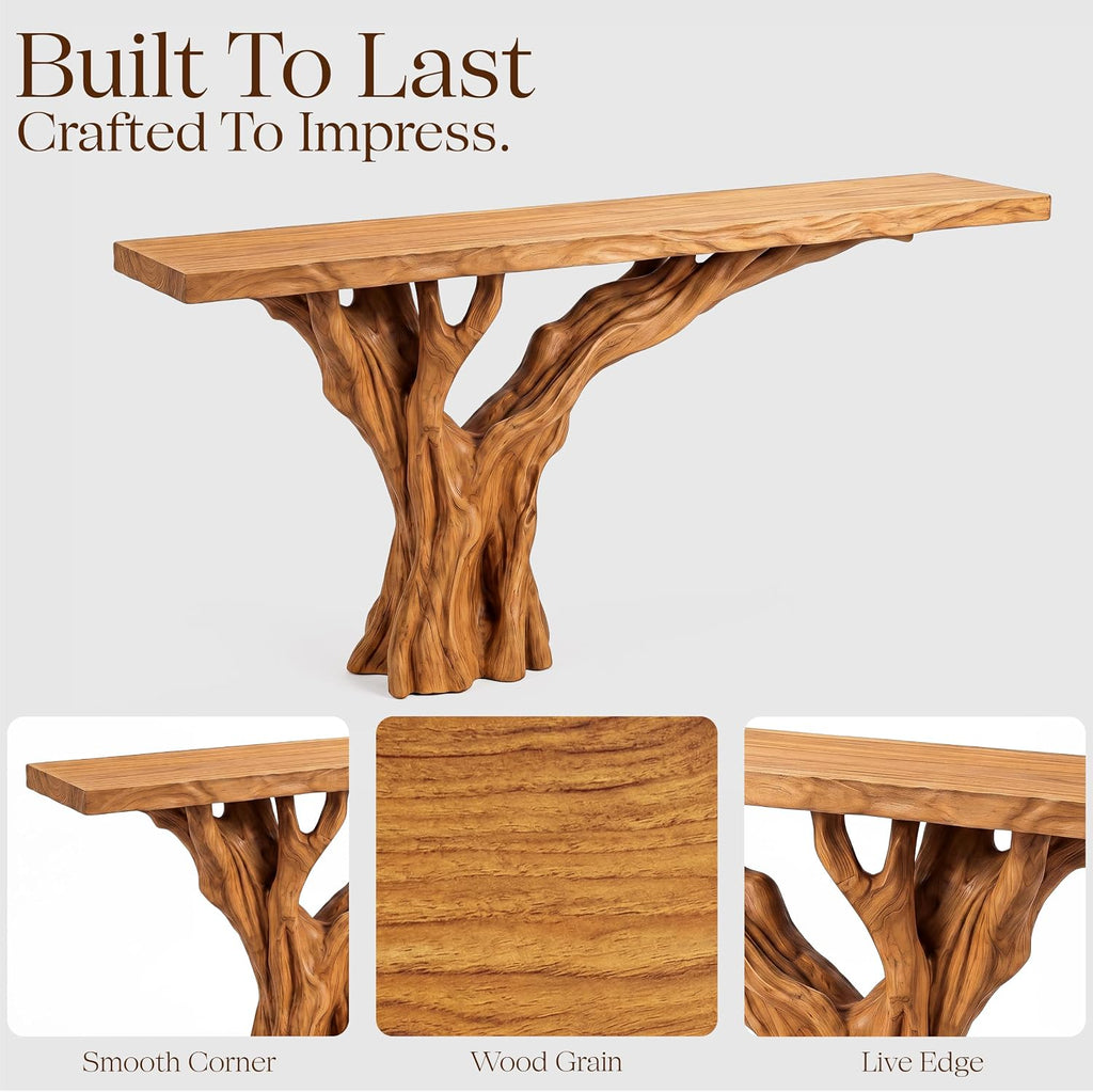 Hand-Carved Monkey Pod Console Table