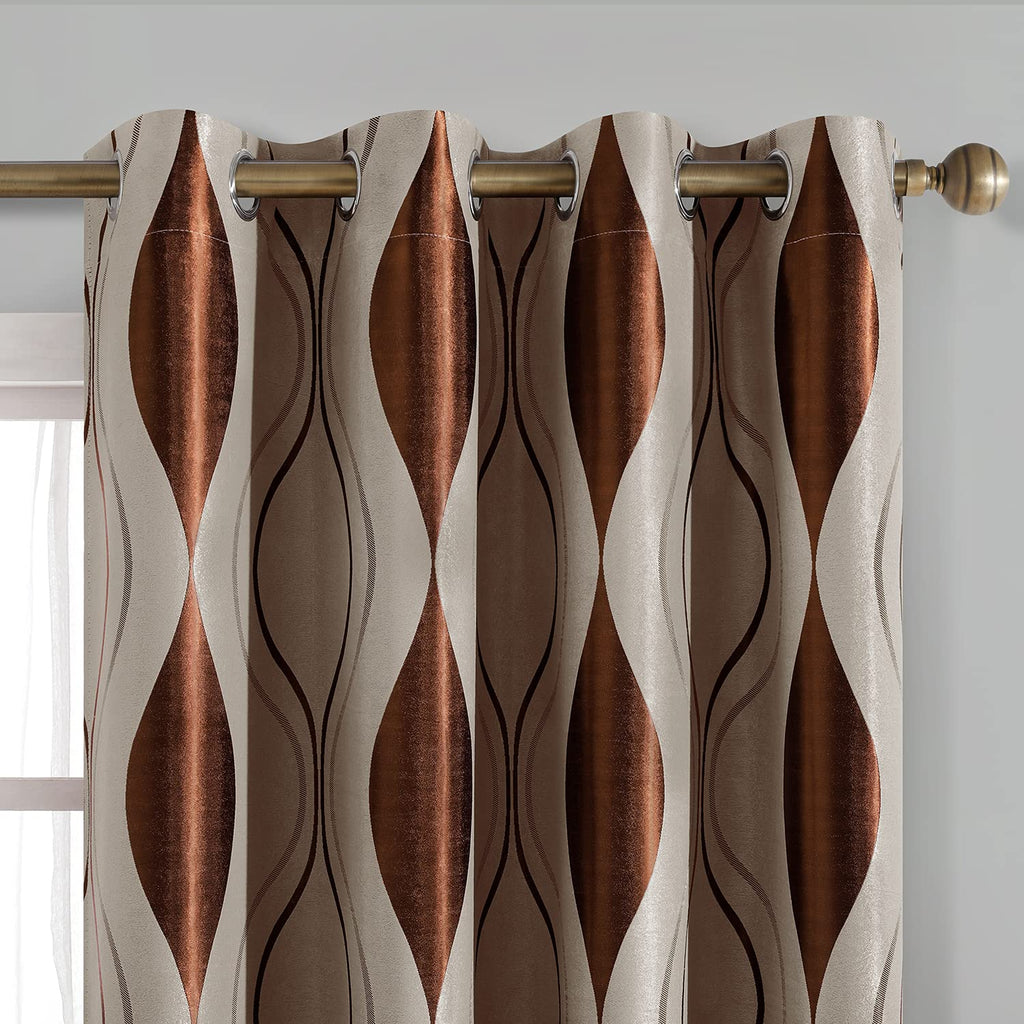 Wave Jacquard Grommet Curtains, Set of Two