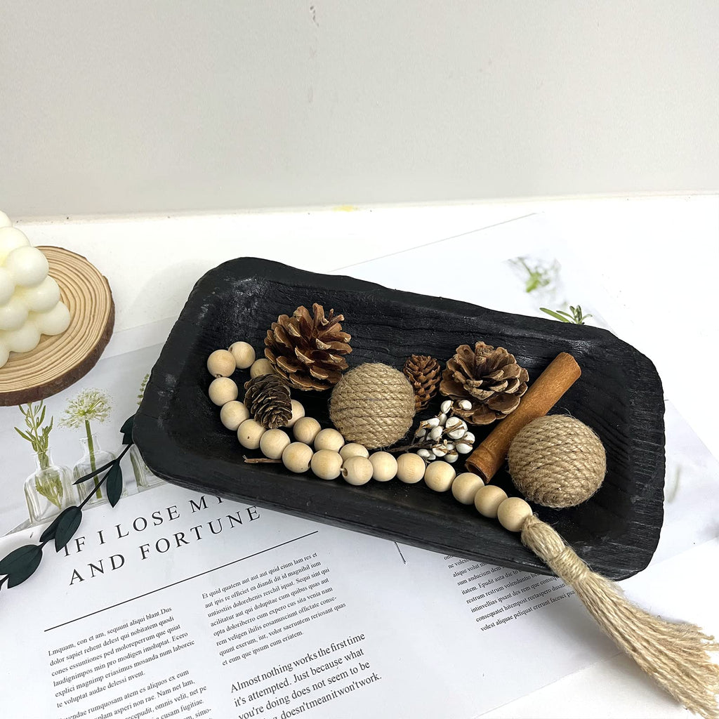 Hand-Carved Wooden Dough Bowl Centerpiece