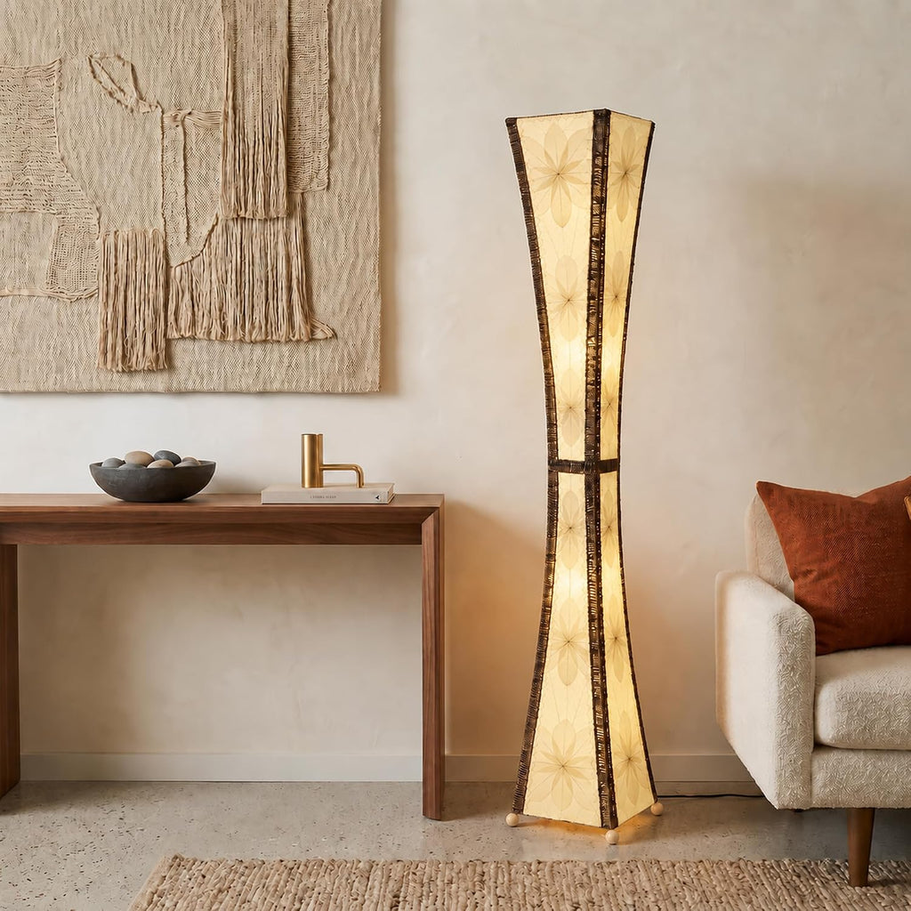 Eangee Home Design Hourglass Giant Floor Lamp Natural Shade Made of Real Jackfruit
