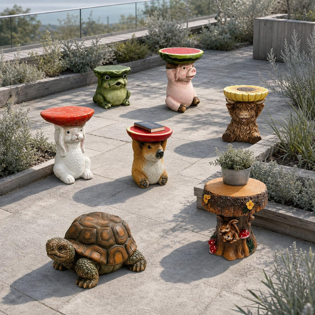 Corn Cob Plant Stand Indoor and Outdoor Resin Garden Stool Drum Seat Accent