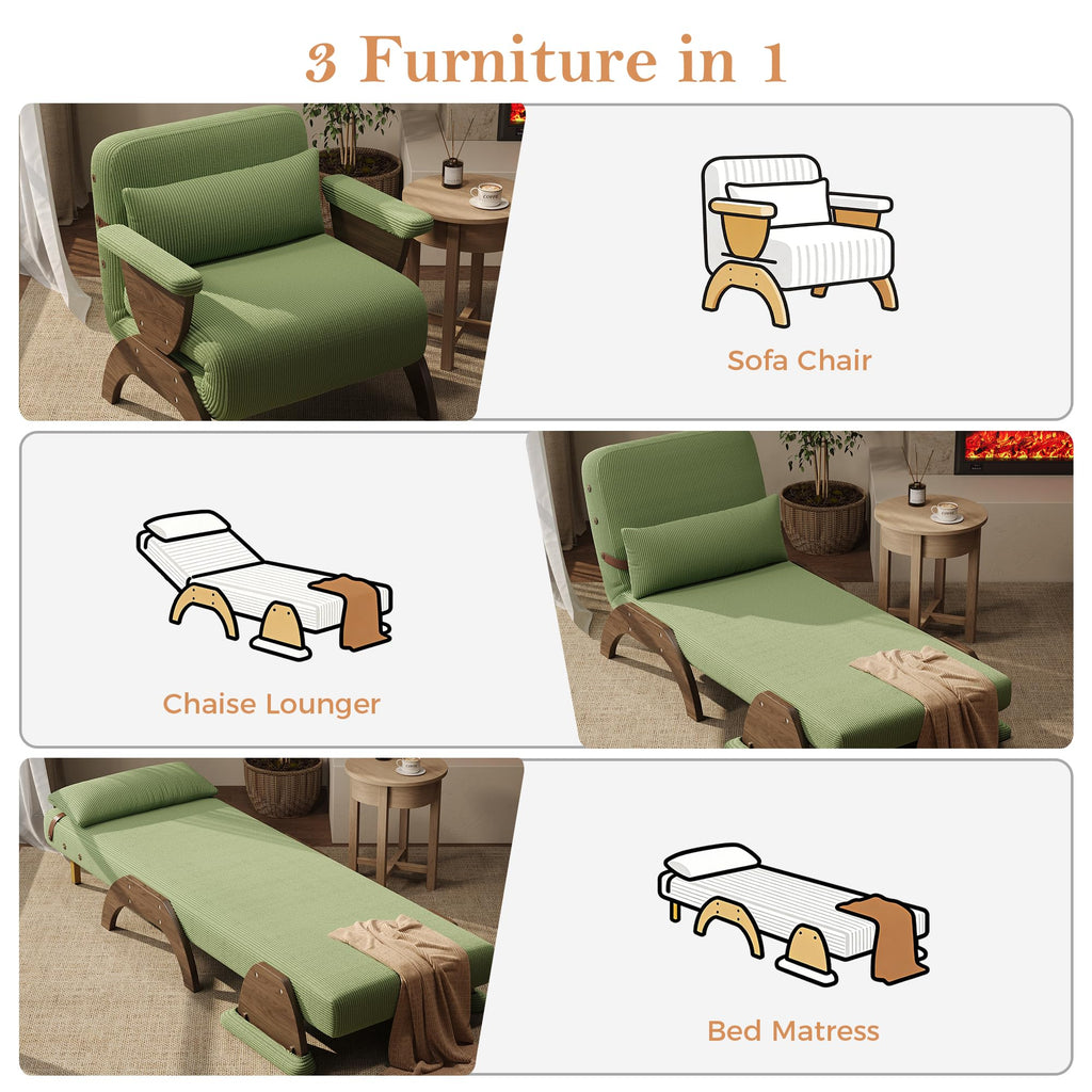 JASIWAY 47" 3-in-1 Convertible Sofa Sleeper Chair Bed for Adults, Futon