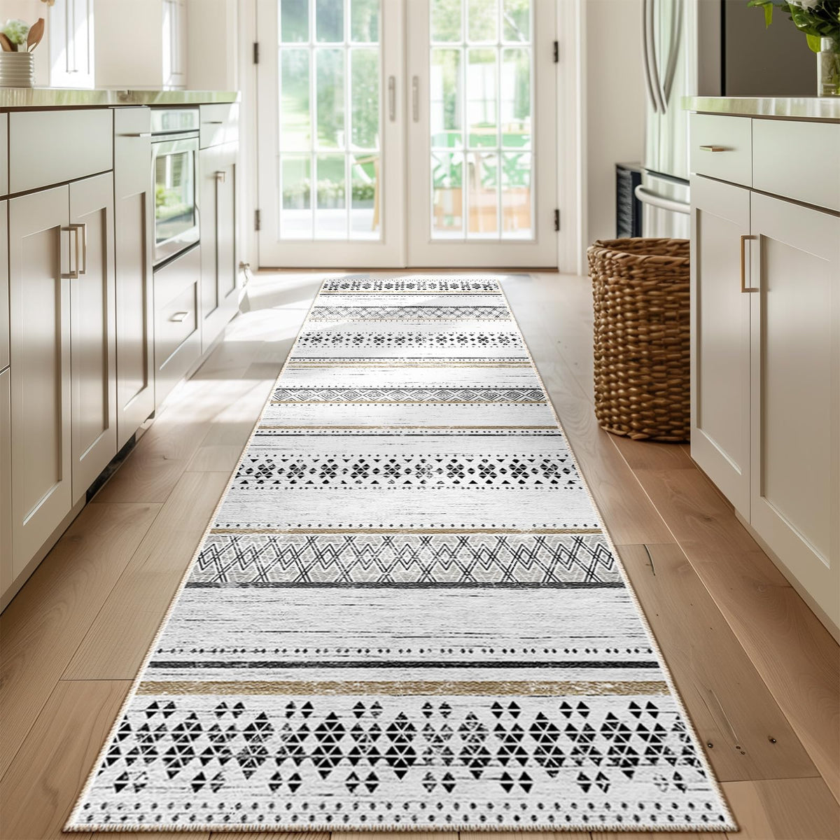 8x10 Washable Area Rugs for Living Room Boho Bedroom Rug Colorful/Black