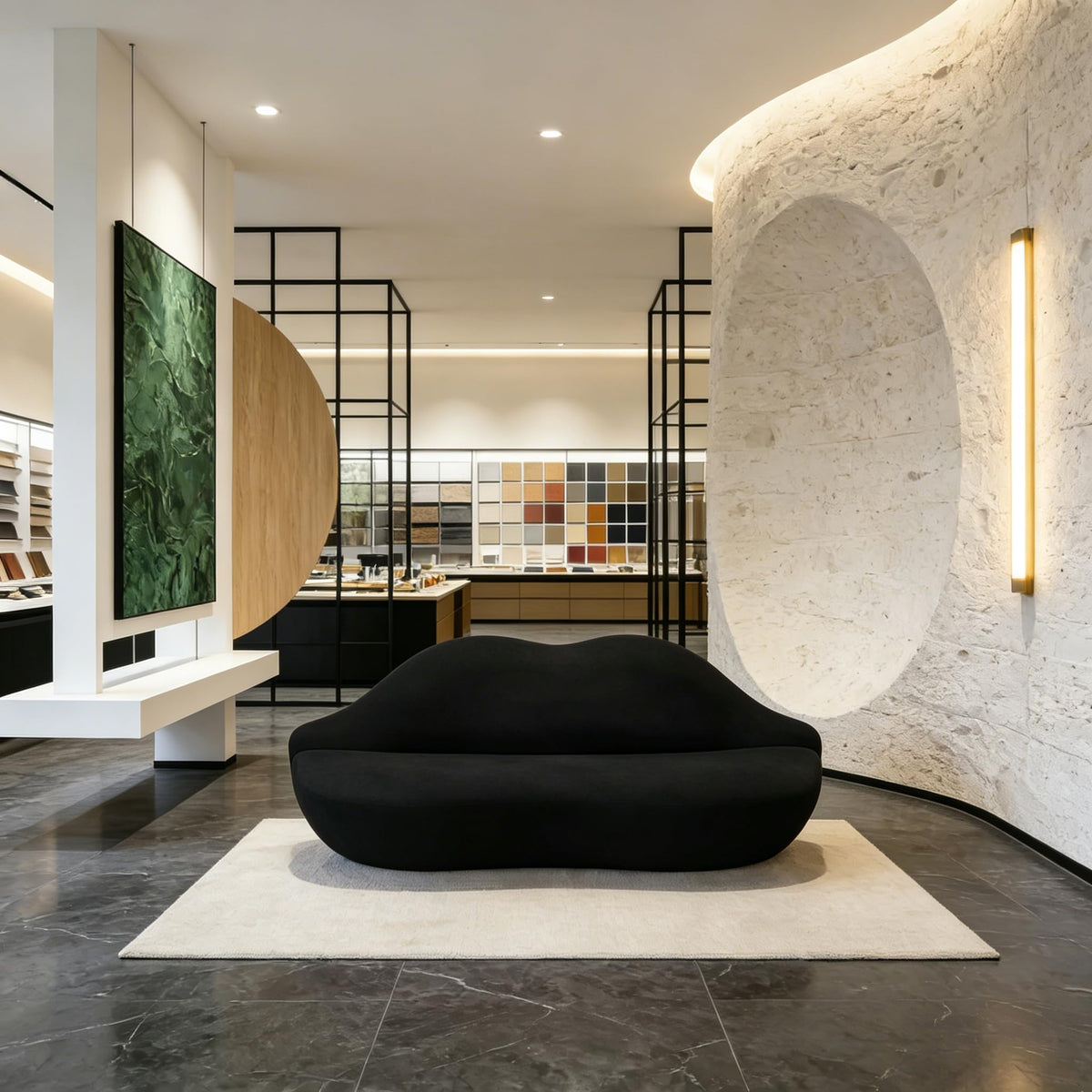 Lip-Shaped Sculptural Lounge Sofa