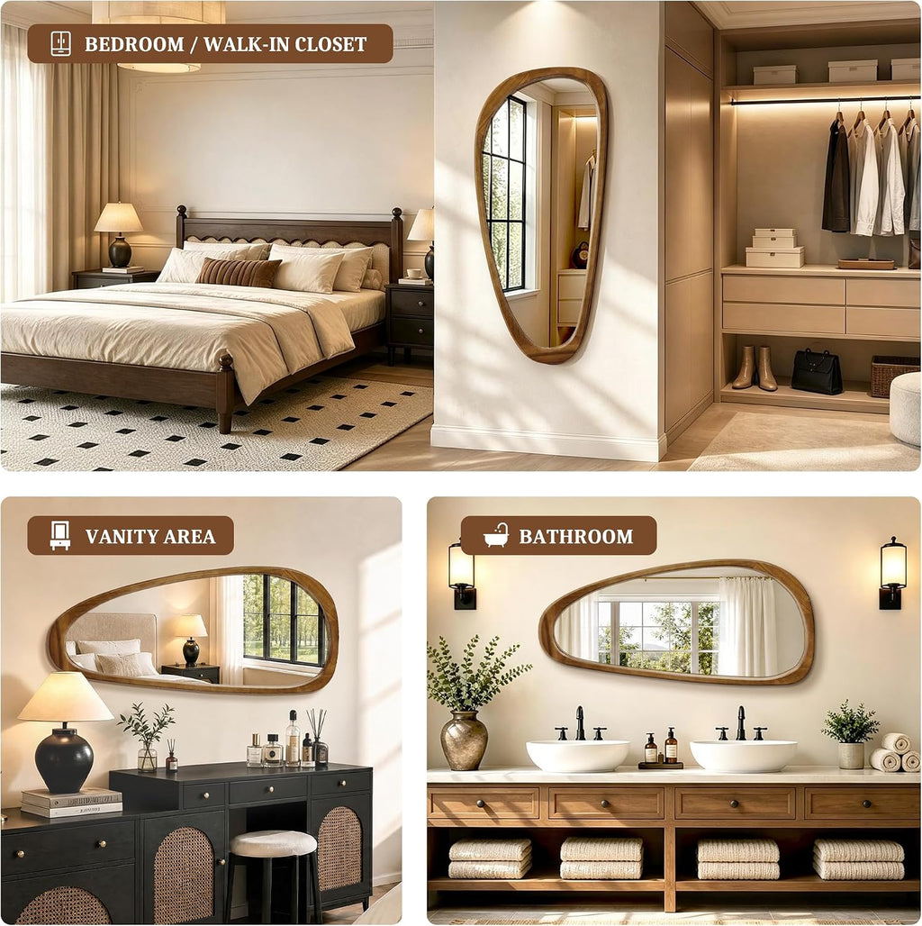 Solid Wood Irregular Full-Length Mirror