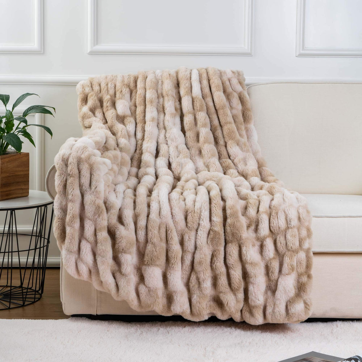 Shaggy Faux Fur Throw Blanket