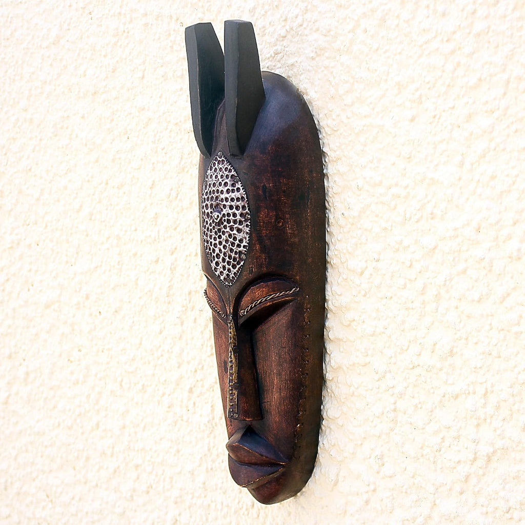 NOVICA Handmade Artisan Ivoirian Wood Mask King Who Loves Peace Fair Trade