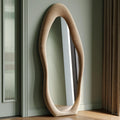 Wavy Full-Length Mirror with Flannel-Wrapped Wood Frame