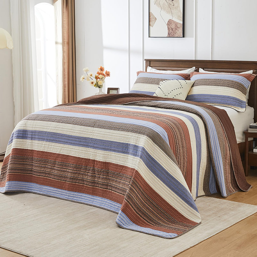 SahSahCasa 128"x120" 100% Cotton Oversized California King XL Bedspread Coverlet