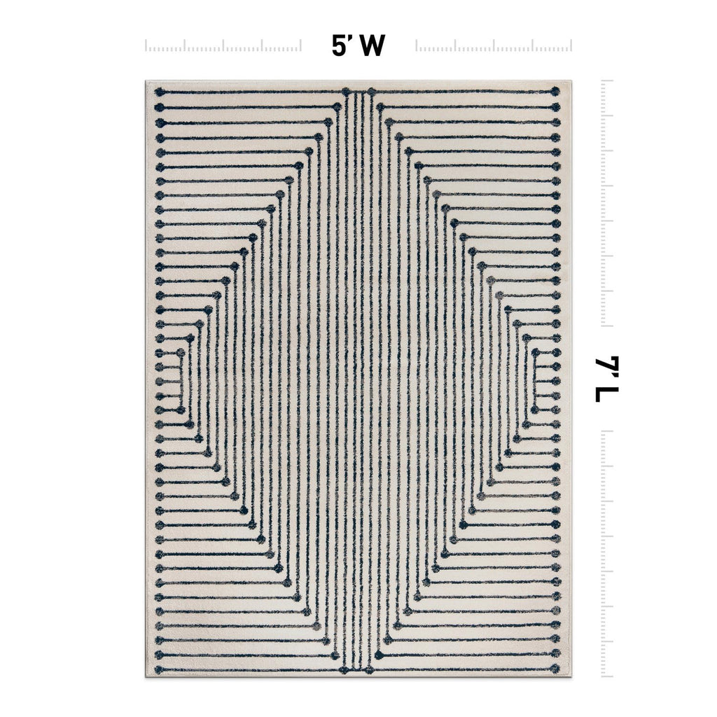 Rugshop Contemporary Bohemian Stripe Area Rug 7'10" x 10' Black