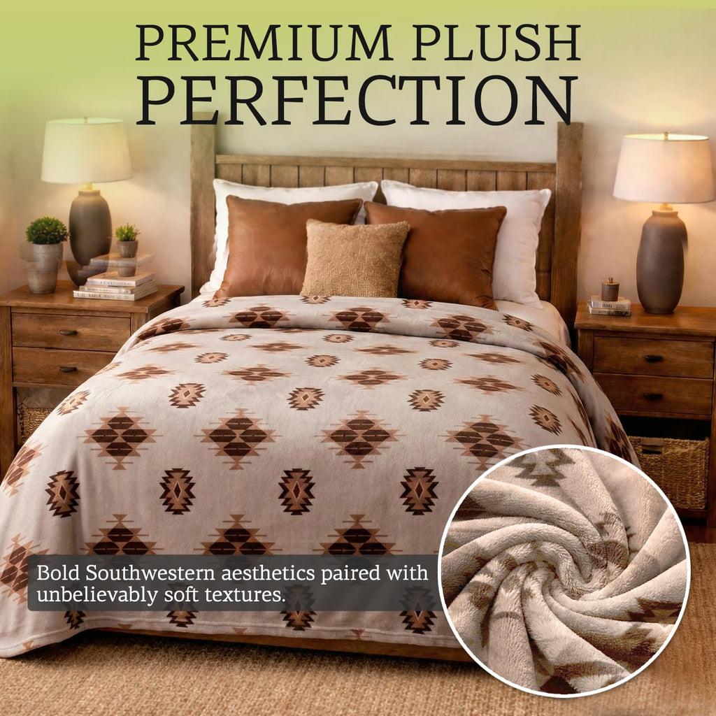 Sacred Thread Aztec Blanket Fleece, Western Blanket (Coffee Flannel) (King)