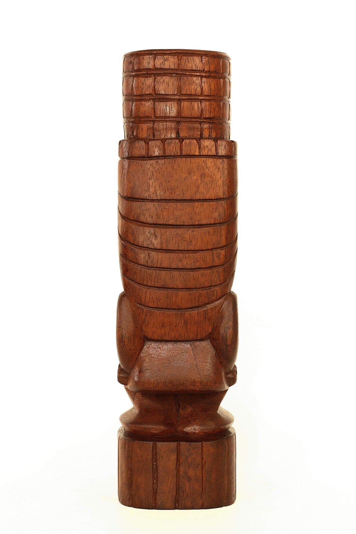 G6 Collection Handmade Wooden Primitive Tattoo Face Tribal Statue Sculpture Tiki