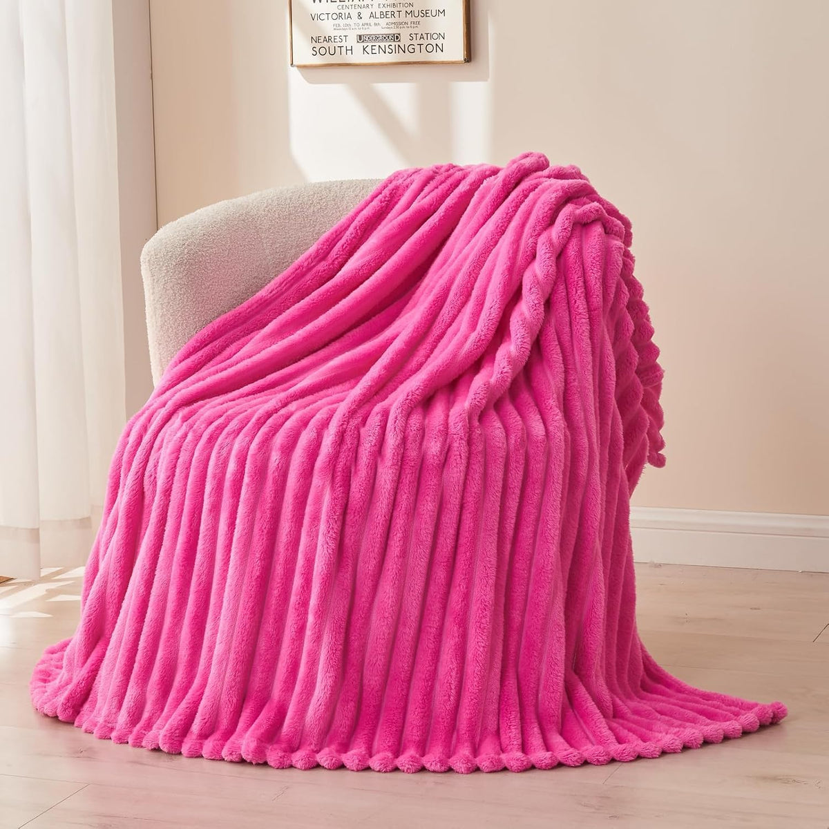 Ribbed Fleece Throw Blanket