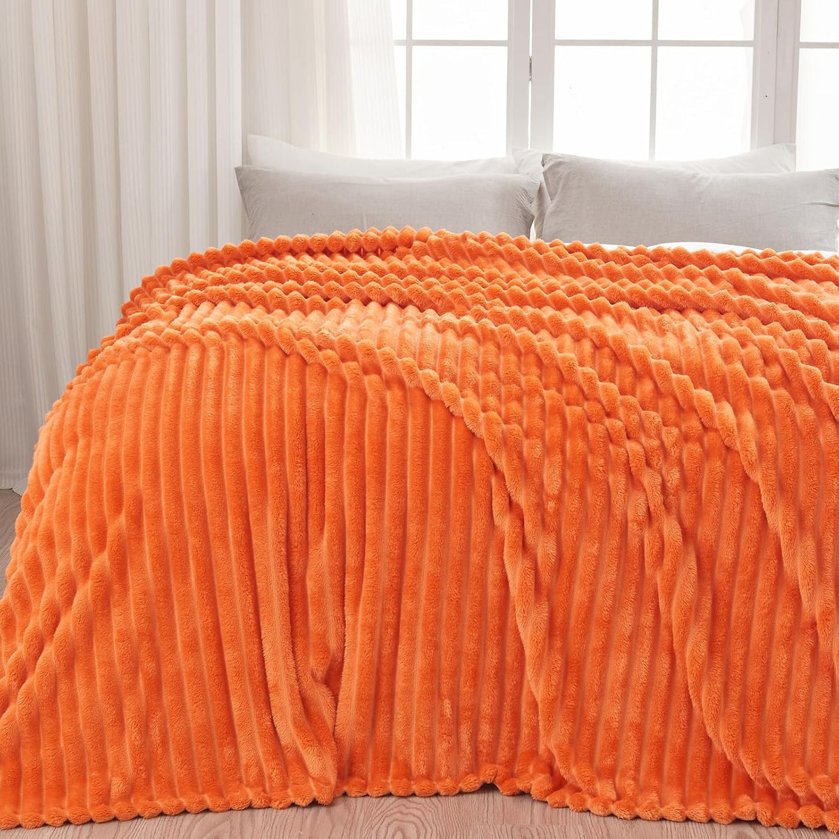 Ribbed Fleece Throw Blanket