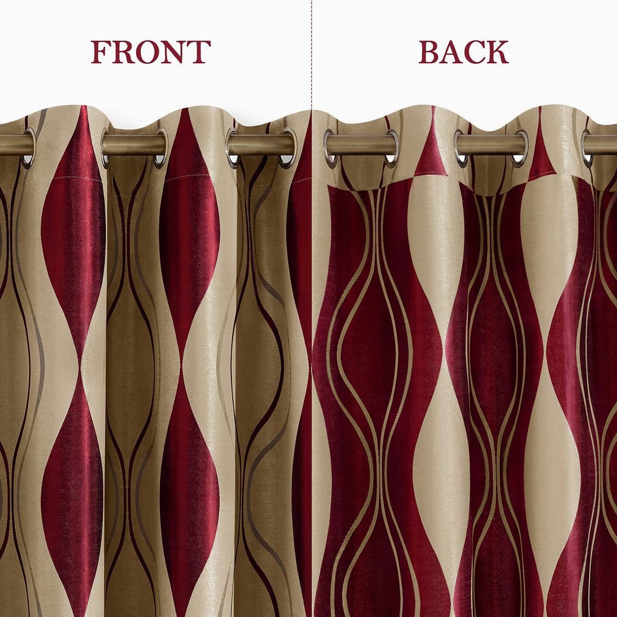Wave Jacquard Grommet Curtains, Set of Two