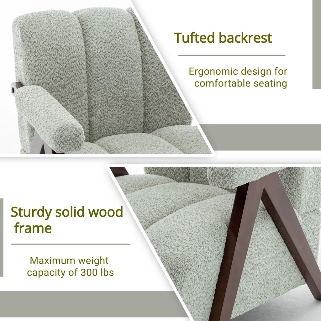 Mid Century Modern Accent Chairs Set of 2 with Solid Wood Frame