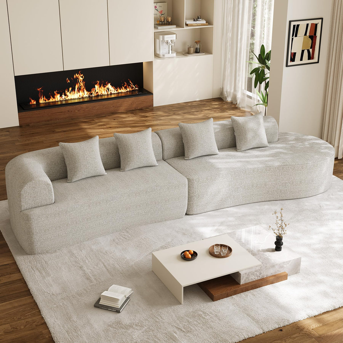 Oversized Chenille Cloud Sectional with Pillows