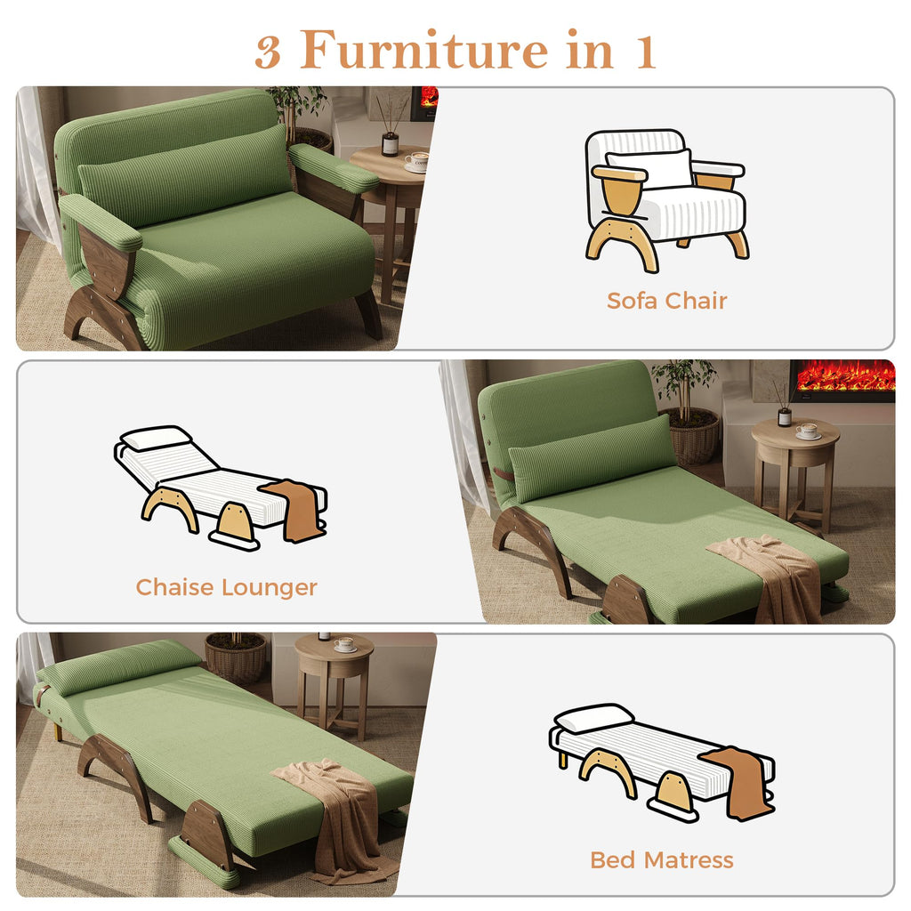 JASIWAY 47" 3-in-1 Convertible Sofa Sleeper Chair Bed for Adults, Futon