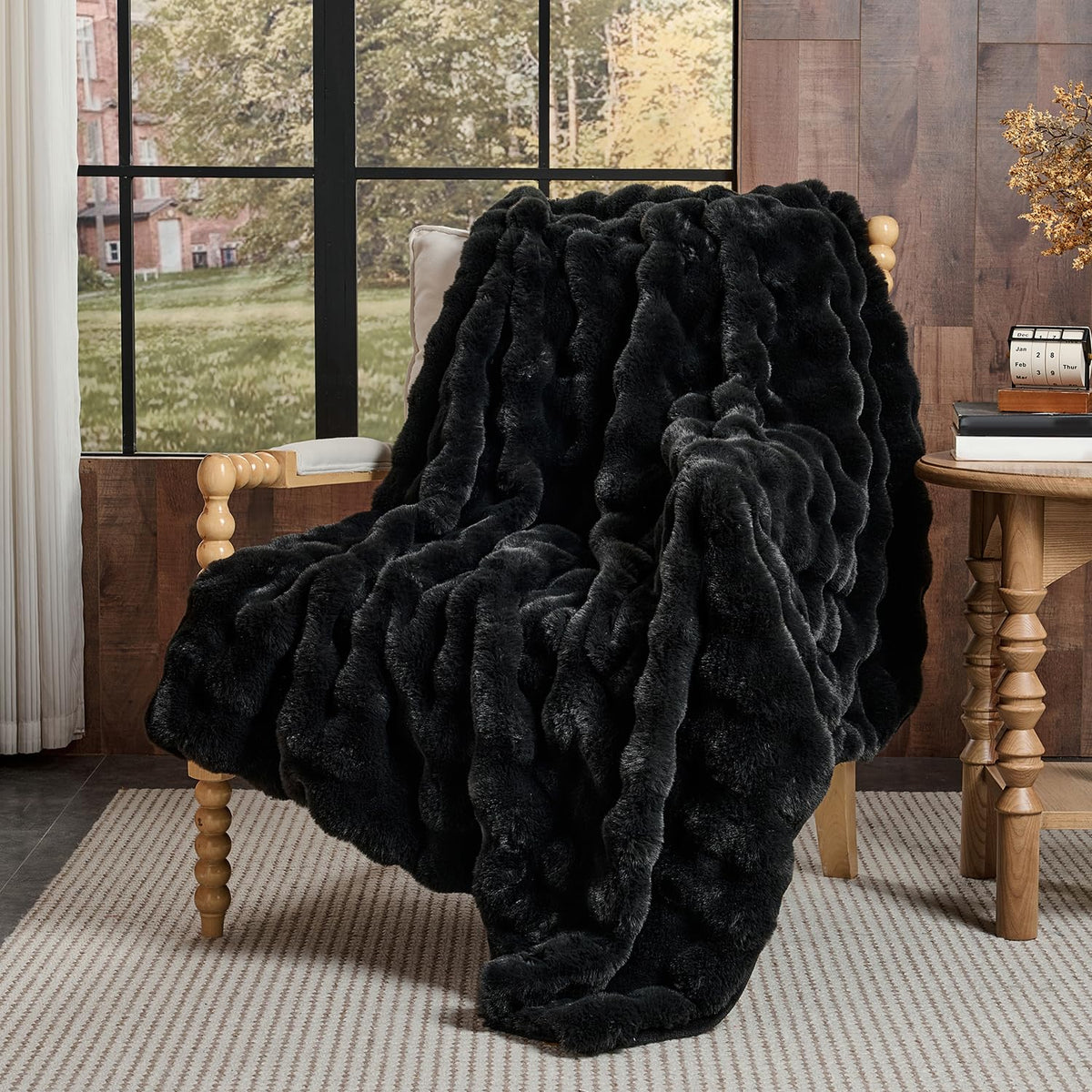 Cow-Print Faux Fur Throw Blanket