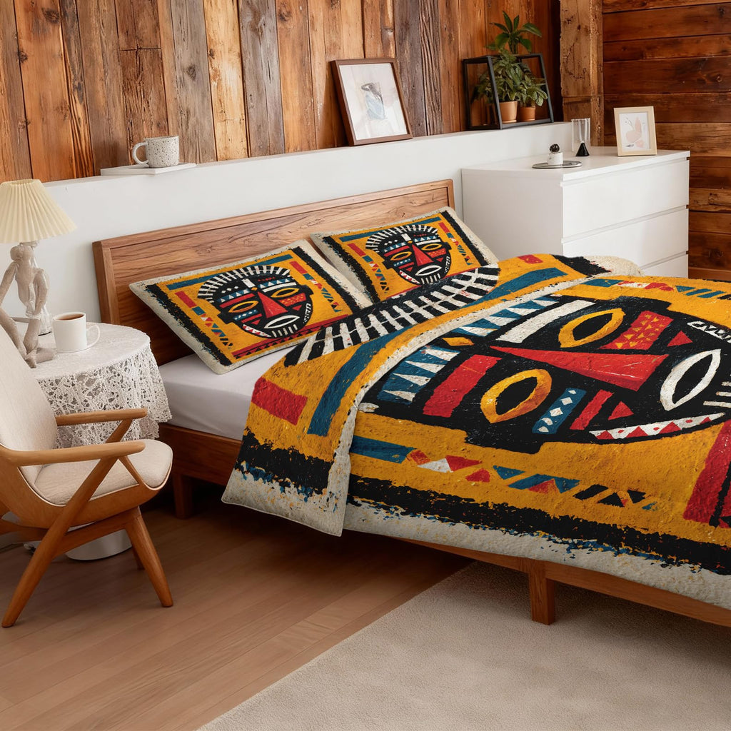 Patchwork Geometric Queen Size Comforter Sets 3 Piece