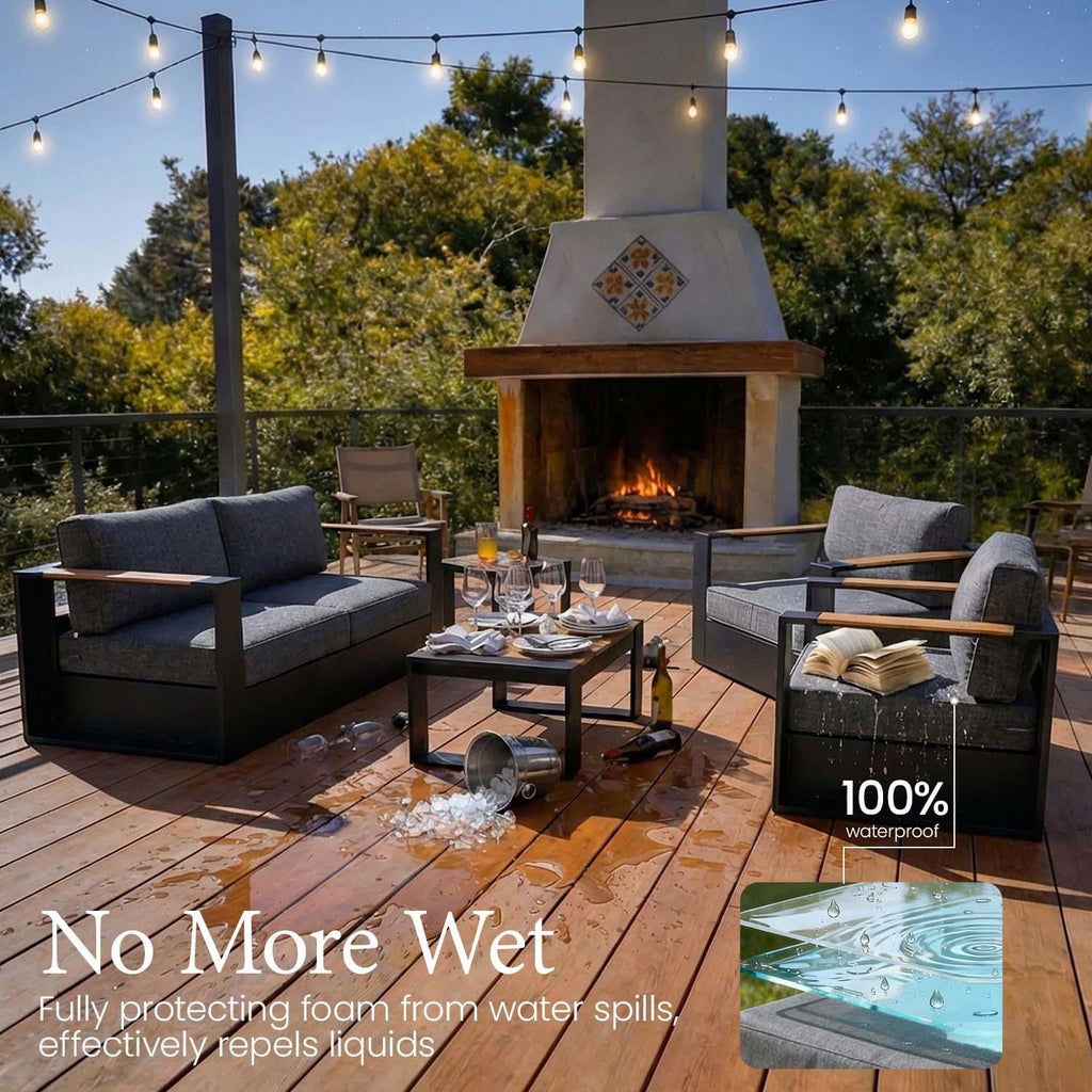 Aluminum Patio Set with Fire Pit Table