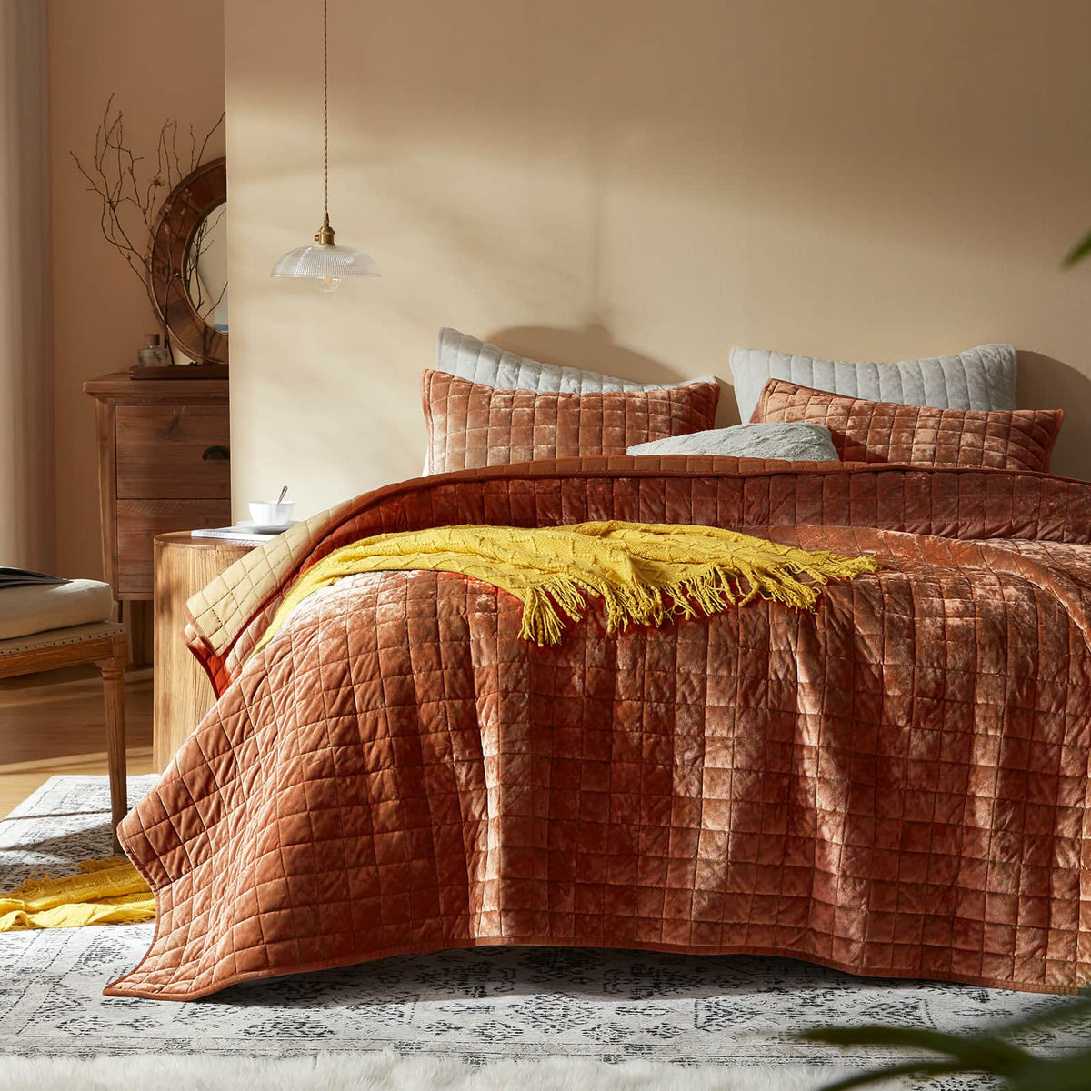 LEAONME Velvet Quilt King Size-98''x106''