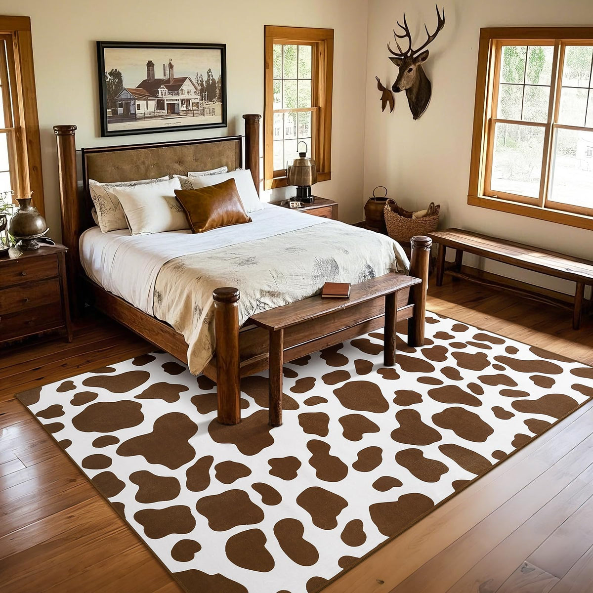 BENRON Soft Cowhide Rug 4x6, Faux Cow Hide Rug for Living Room Bedroom