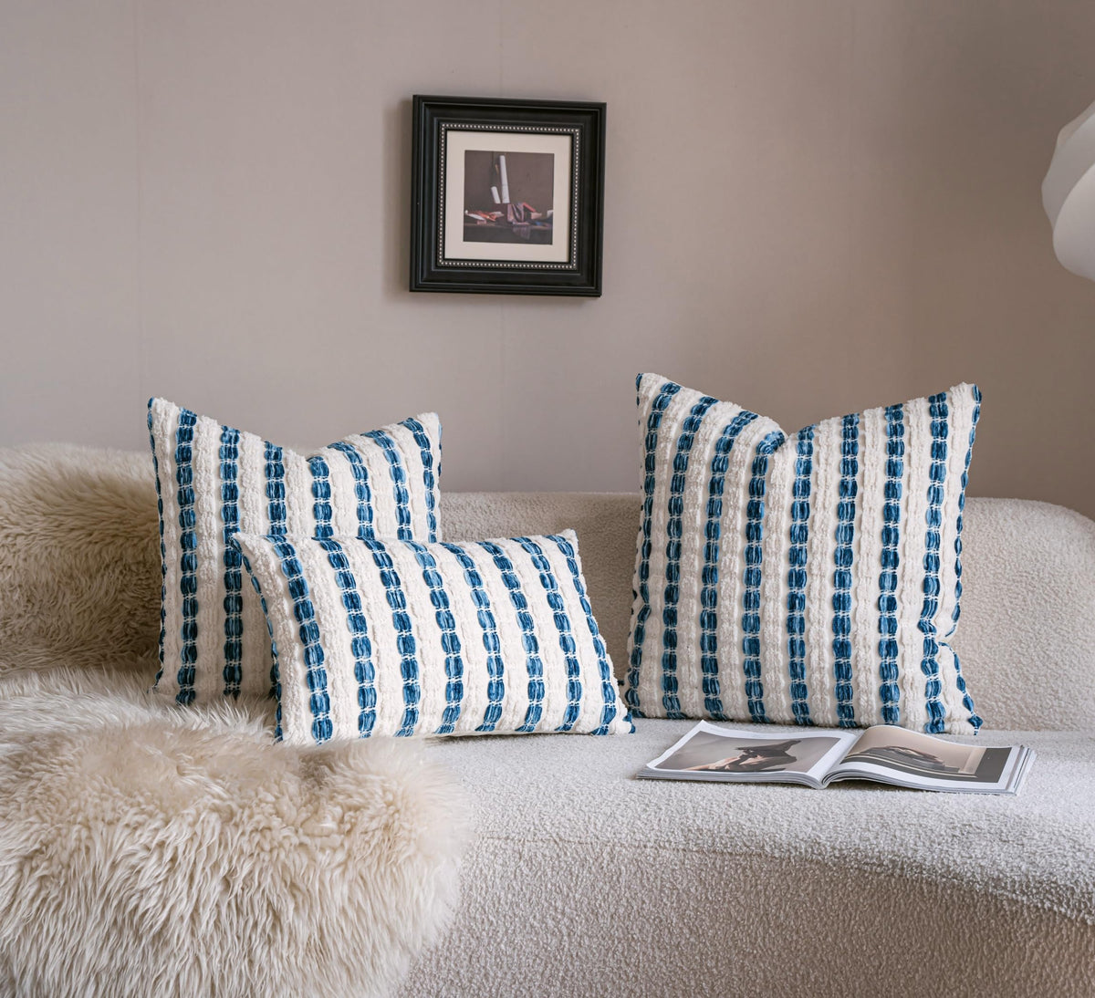 Striped Chenille Pillow Covers