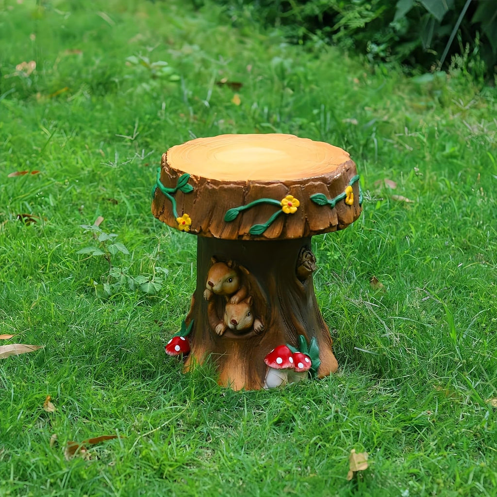 13.4" Cute Pig Side Table w/ Watermelon Top, Resin Plant Stand, Pink+Red