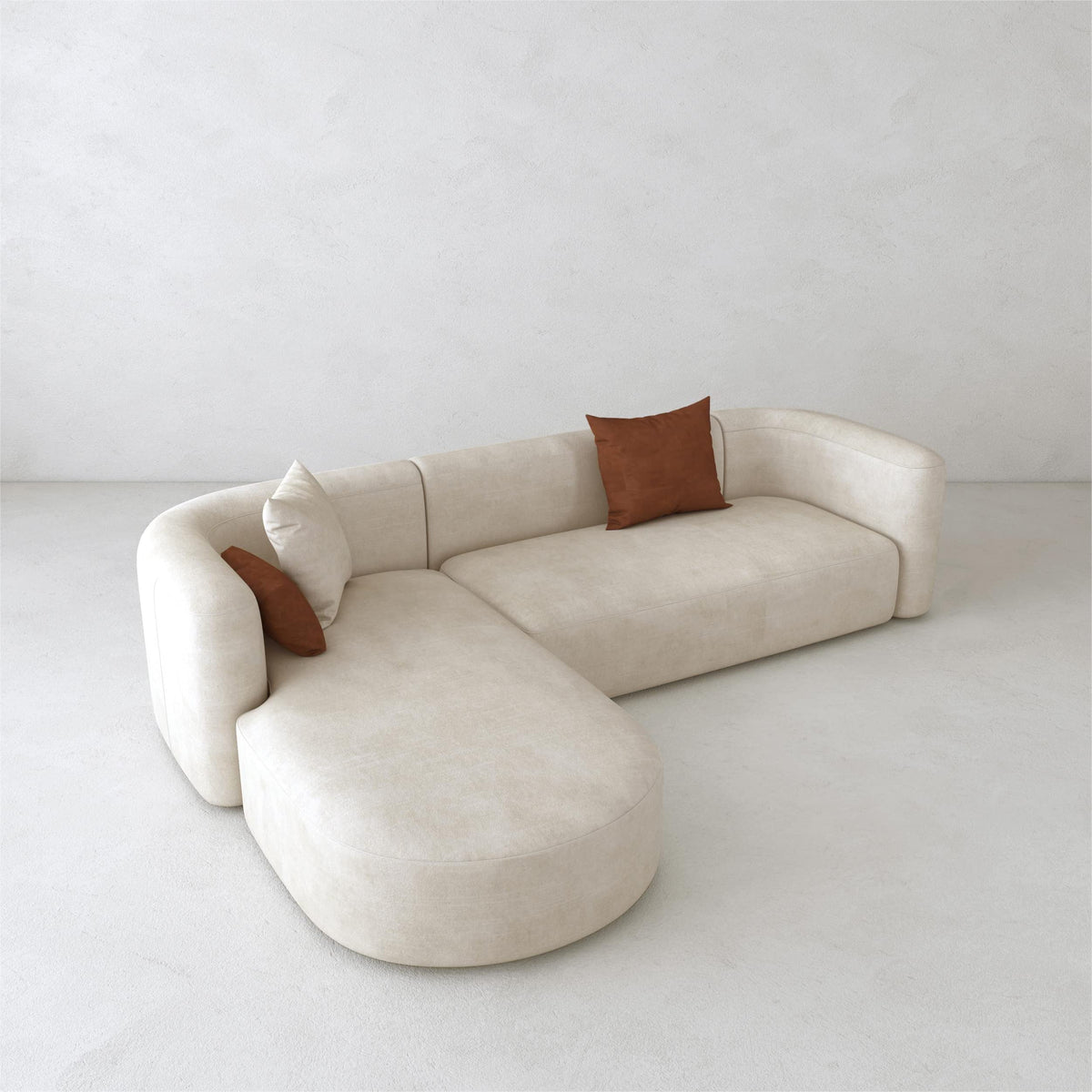 Acanva Mellow Modern Tight Curved Back Velvet Sofa, 4 Seater Modular