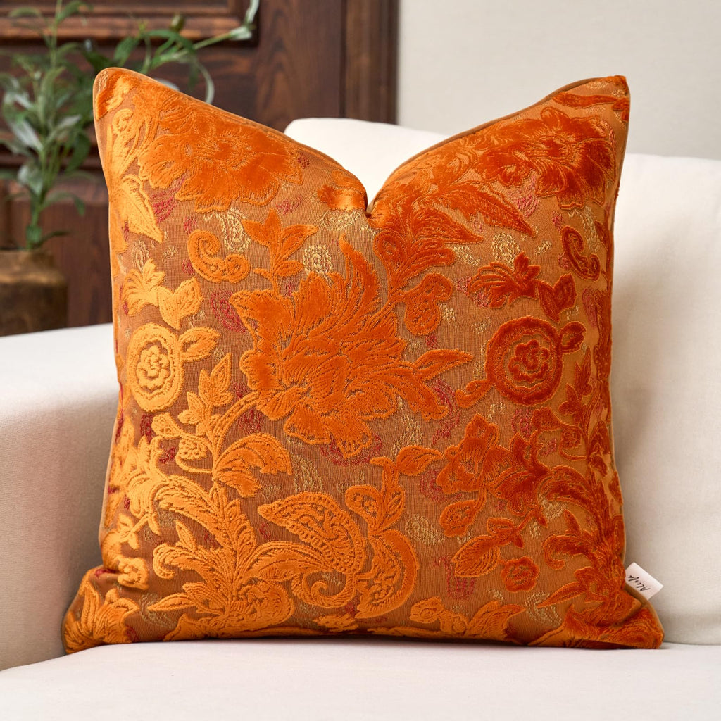 Vintage Floral Cut-Velvet Pillow Cover