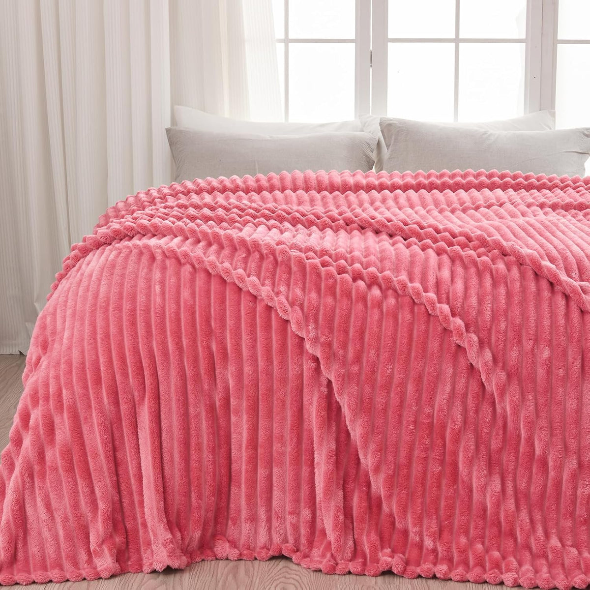 Ribbed Fleece Throw Blanket